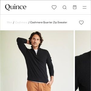 Men’s Mongolian Cashmere Quarter Zip Sweater by Quince - size medium NWT